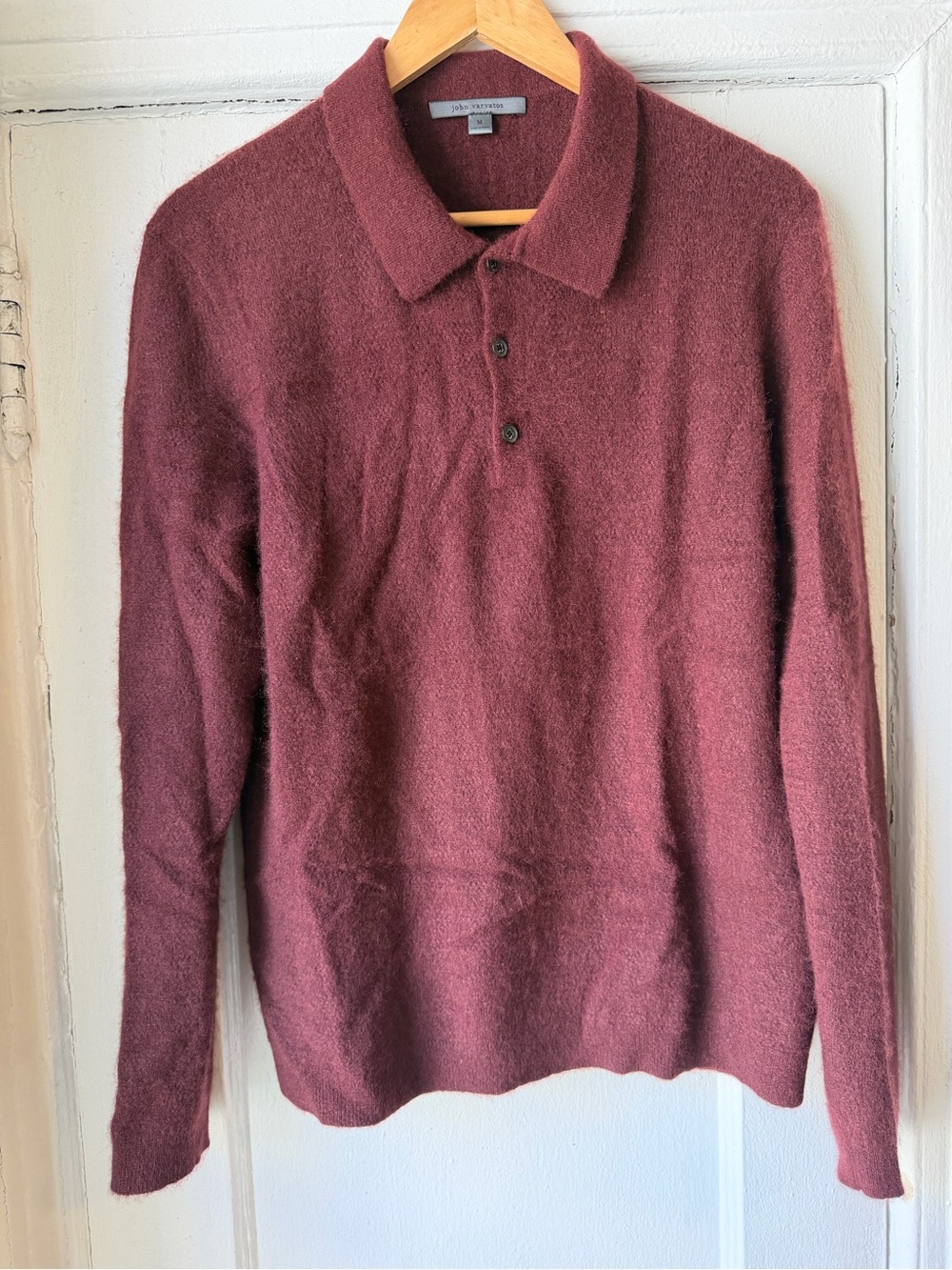 John Varvatos Men's Wine Macra Polo Sweater